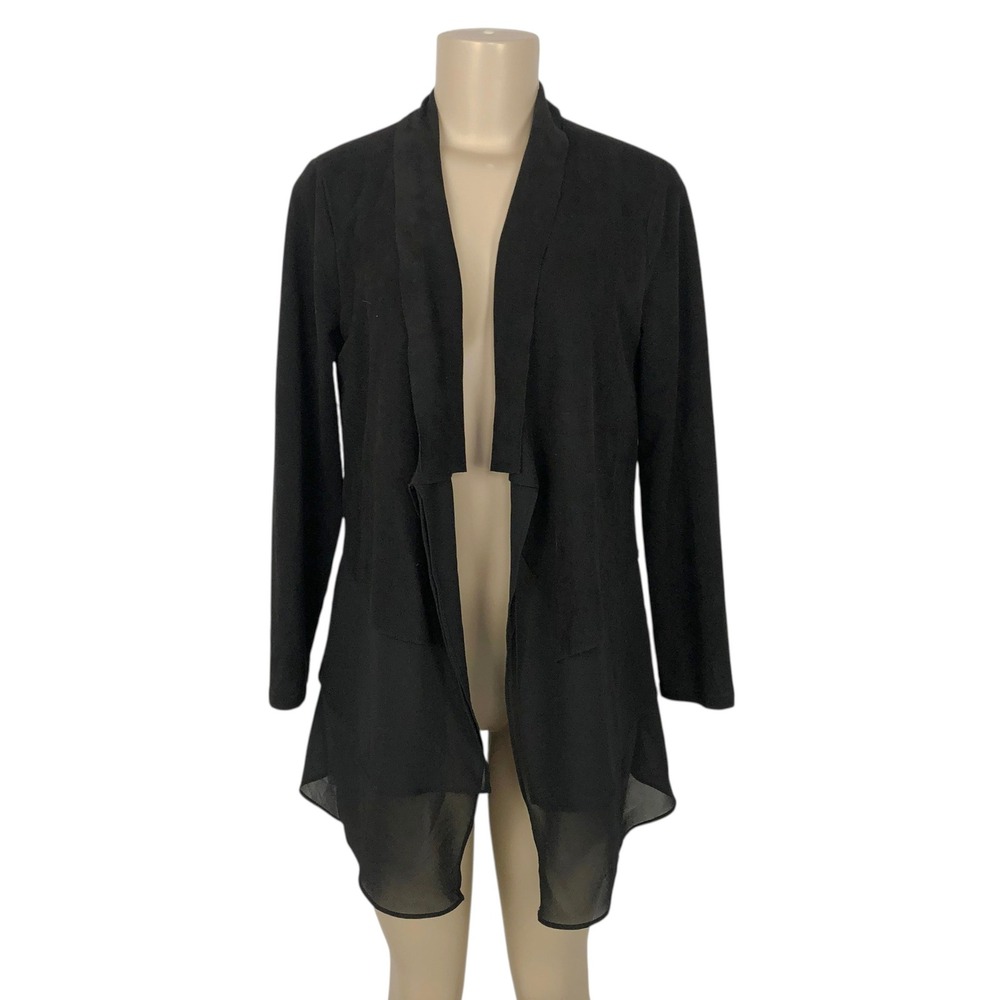 Gianni Bini Tiered Waterfall Velvet Open Front Cardigan Small Career Office